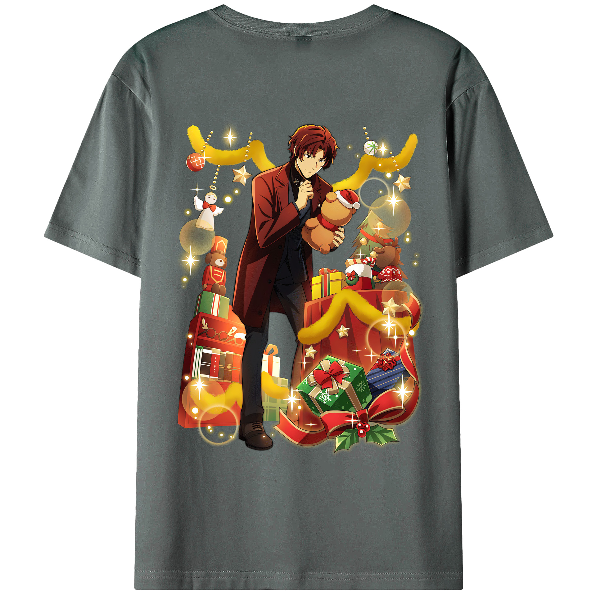 （画像用） 文豪ストレイドッグス Bungo Stray Dogs 綿100％ メンズ半袖Tシャツ（バックプリント） 通気性